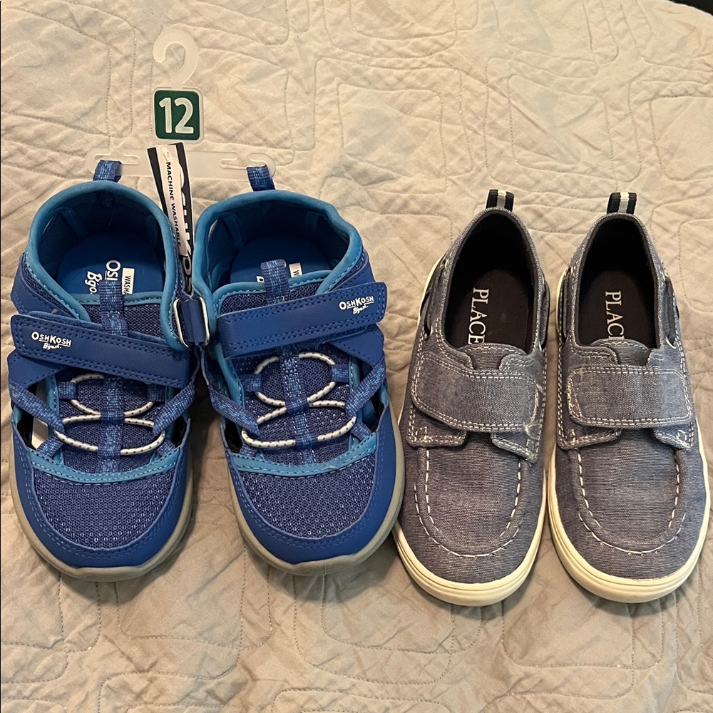 Size 12c boys OshKosh B'gosh washable summer shoes and boat shoe bundle